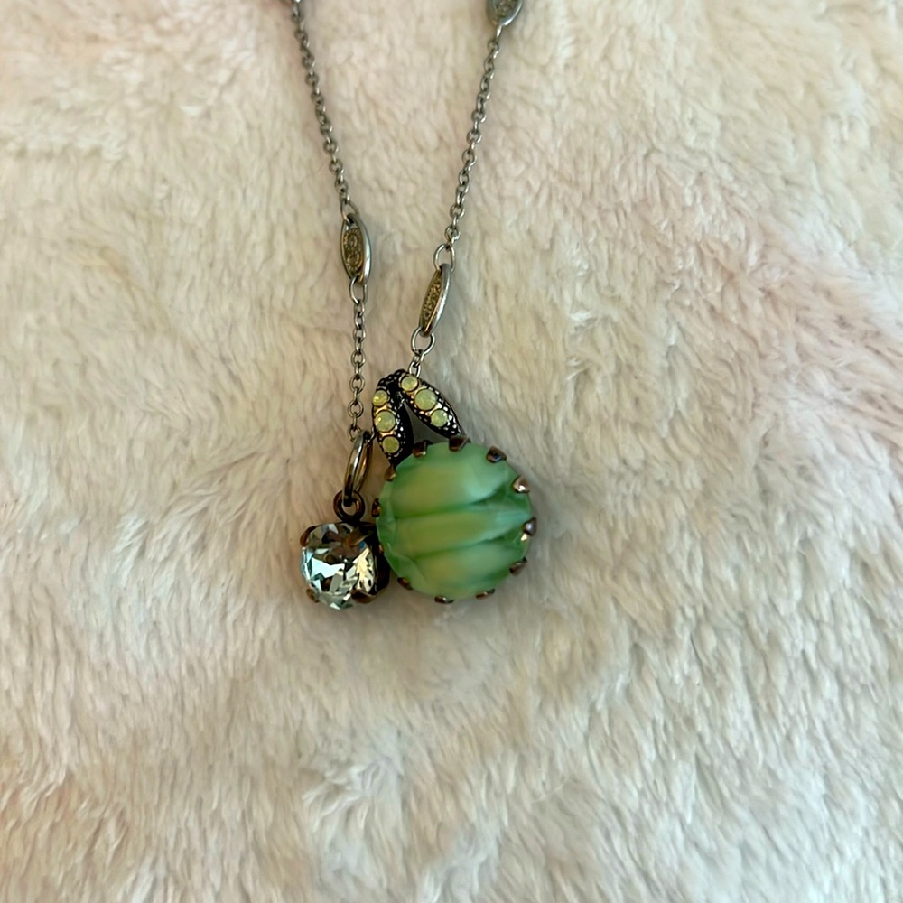 Mariana Large Rivoli pendant with antiqued silver adjustable chain.